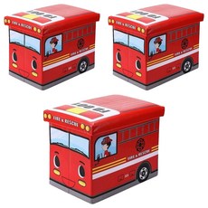 卡通玩具收納箱 車廂, 紅色消防車, 40 x 25 x 30cm, 3個