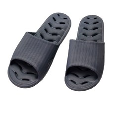 TAY SONG 太松 緩壓排水浴室拖鞋 專利設計 22孔洞排水速乾 EVA一體成型 魚骨防滑, 灰藍色, 1雙