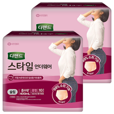 디펜드 여성용 스타일 언더웨어 슬림 성인기저귀, 중형, 10개입, 2개
