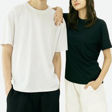 테라우드 베이직 남여공용 이너 라운드 반팔티 화이트 2p + 블랙 세트