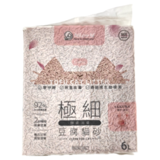 Nice u 毛樂趣 極細1.5mm酵素消臭豆腐貓砂, 6L, 原味 櫻花 綠茶, 1包
