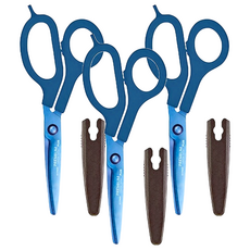 FitcutCurve 30度弧線剪刀 鈦 + 3D SC-175ATN 3D凹面刀刃設計 鈦金屬表面防鏽, 深藍色, 3個