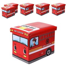 卡通玩具收納箱, 40 x 25 x 30cm, 紅色消防車, 6個