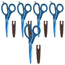 FitcutCurve 30度弧線剪刀 鈦 + 3D SC-175ATN 3D凹面刀刃設計 鈦金屬表面防鏽, 深藍色, 5個