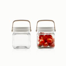 르베르폴리세 브라운 핸들 캐니스터 유리병, 800ml, 2개