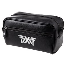 피엑스지 클래식 가죽 세면 워시 골프 파우치, 블랙, 1개