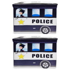 卡通玩具收納箱 多種物品收納, 藏青色警車, 2個