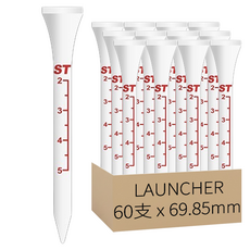 LAUNCHER 深度調節刻度高爾夫球梯, 60支, 白色 + 紅色
