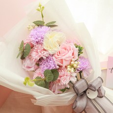 RYMD人造花綻放康乃馨香皂花束盒 中型, 紫羅蘭粉色