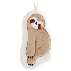 超細纖維 動物擦手巾-樹懶 咖啡色 柔軟吸水 掛繩設計, 1條