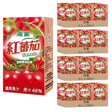 波蜜 紅蕃茄汁 含健康茄紅素 果汁48%, 250ml, 24入