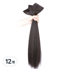 Puipui 假髮帶接發，直發片假髮 60cm, 深棕色, 12個