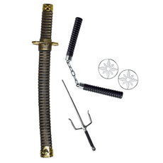 摩達客 COSPLAY派對裝扮 包含忍者劍、匕首、飛鏢, 1組, 忍者造型 黑色 + 銀色