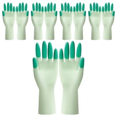 솔브리빙 손가락 코팅 라텍스 고무장갑 양손착용 세트, 그린, 소(S), 5세트