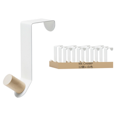 WE CHAMP 北歐風門後木質掛鉤 強力負重 穩固可靠, 白色, 12個