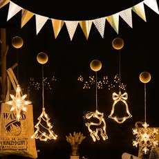 21세기트랜드 고리&흡착 성탄절 모빌 전구 A 5P + 골드 가랜드, 황색, 13.5 x 19.5cm, 1개