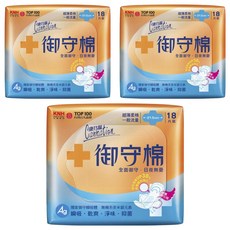 康乃馨 御守棉 超薄柔棉一般流量衛生棉, 21.5cm, 18片, 3包