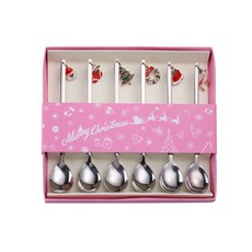 聖誕甜品勺 6p 套組, 銀, 1套