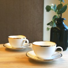 BELUZ casa 韓國製金邊圓形咖啡杯兩人份套組, 混合顏色, 1套