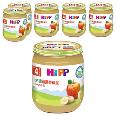 HiPP 喜寶 生機食物泥, 蘋果香蕉, 125g, 6罐