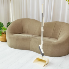 LiFArt 陽光不鏽鋼站立式掃帚組, 奶油色, 1組