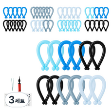 피앤비유니티 요술풍선 50p + 펌프 + 레터링스티커 +스티커집게 세트, 블루톤 혼합5색, 3세트