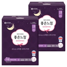 좋은느낌 오리지널 수퍼롱 오버나이트 생리대 날개형, 슈퍼롱, 20개입, 2개