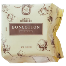BONCOTTON 天然100%純棉柔護清潔巾 20 x 10cm, 100sheets, 1包
