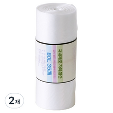 可撕式背膠型多用途分類回收再利用捲筒塑膠實用垃圾袋35入, 2個, 80L