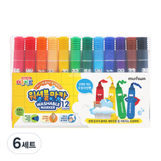 문화연필 워셔블마카, 12색, 6세트