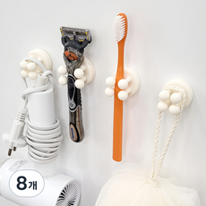 PICKYPICKS 無打孔黏貼式多功能矽膠牙刷架, 白色, 8個