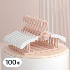 모먼트데이 어깨뿔 방지 길이 조절 논슬립 곰돌이 옷걸이, 핑크, 100개