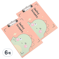 머니풀 귀여운 공룡캐릭터 클립보드 A4, 오렌지, 6개