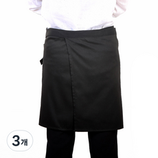 하프 랩 허리 앞치마, 블랙, 3개
