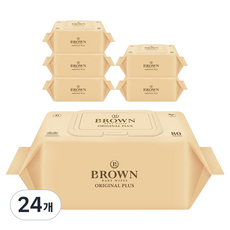 브라운 오리지널 플러스 저자극 엠보싱 아기물티슈 캡형, 55g, 80매, 24개
