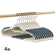理享家 無痕防滑多功能衣架 雙位款, 孔雀藍, 4組
