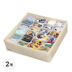 Market Plan 布質折疊式襪子收納盒, 象牙白, 2個