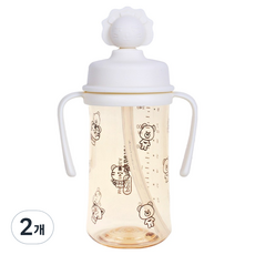 베베락 유아용 PPSU 실리콘 토퍼 빨대컵, 크림, 2개, 270ml