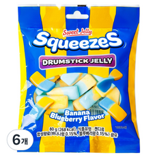 ACE M&T 擠壓鼓棒軟糖 香蕉與藍莓口味, 6個, 80g