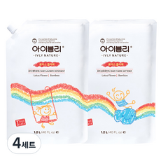아이블리네이처 로터스 플라워향 대나무 성분 유아용 세제 1.2L + 섬유유연제 1.2L, 4세트