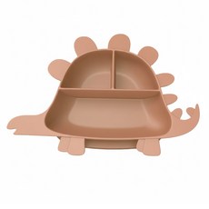 BESOViDA 恐龍全矽膠學習餐盤, 餐盤, 劍龍 栗子棕, 1個