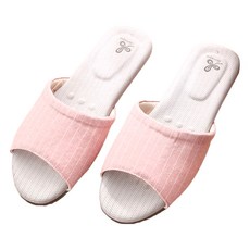 Vero&Nique 維諾妮卡 和風素色冰咖啡紗室內拖鞋, 簡約格紋鞋面, 內裡天使絨布料, 瑜珈墊吸震減壓, 竹炭紗吸溼消臭調溫, 高係數防滑鞋底, M, 淺粉色, 1雙
