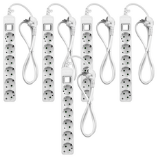SURGIO 6芯地線型多抽頭白色, 5個, 1.5m, 白色
