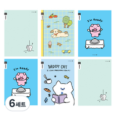 morning glory Chaewoom Note 小學3-6年級聯絡簿 窄格 4款 + 隨機出貨 2入 A組, 6套, 角落貓 + 狗狗日 + 準備用餐 + 貓爸爸