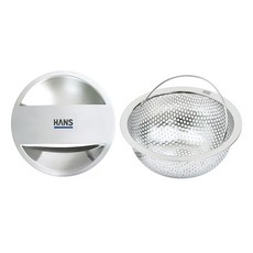 韓國 HANS 全不鏽鋼水槽排水孔套組 (濾網 + 排水孔蓋), 1組, 不鏽鋼