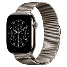 Apple 2025 Apple Watch S11 原色鈦金屬 + S/M原色米蘭式錶環, GPS + 行動網路, 鈦金屬色, 46mm
