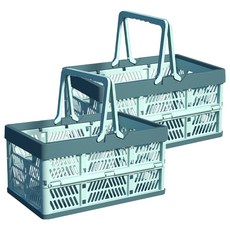 BANGJIASHI 手提摺疊收納籃 可疊收納籃 堆疊收納籃 小號, 藍色, 2個