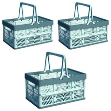 BANGJIASHI 手提摺疊收納籃 可疊收納籃 堆疊收納籃 小號, 藍色, 3個