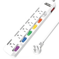 acme 艾克姆 7開關6插座3孔延長線 SH9005 台灣製造 安全節能, 1.8m, 白色, 1條