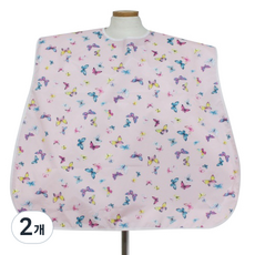 클린유니폼 방수 성인용 턱받이 벨크로형, 홍색 나비, 2개